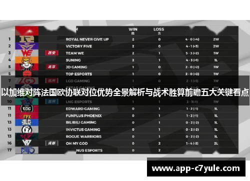 以加维对阵法国欧协联对位优势全景解析与战术胜算前瞻五大关键看点
